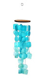 Bellaa 20744 Capiz Windchime Sea Shell Blue Tinted Exquisite Turquoise 26"