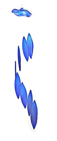 Chime Urban Trends Glass Leaves Wind Chime Medium Ocean Blue