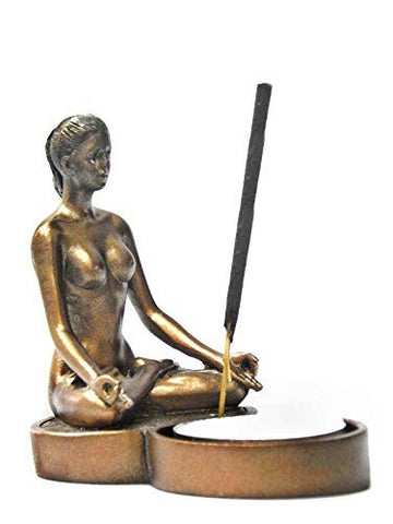 Yoga Girl Incense Burner and Votive T-light Candle Holder Meditation Figurine