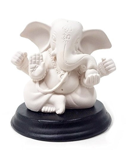 White Blessing Statue Ganesh Ganpati Elephant Hindu God Ganesha 3"