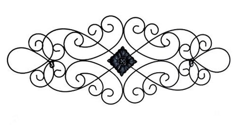 Bellaa 23226 Scrolled Metal Wall Art Medallion Plaque Oblong Living Room Home Decoration