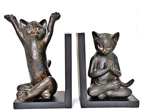 Bellaa Decorative Bookends Cat Yoga Meditation Classiques Book Ends Limited