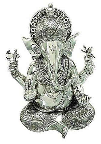 Bellaa Big Lord Ganesha Beautiful Silver Statues Hindu Altar Puja Aarti