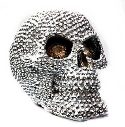 Bellaa Decorative Jewel Skull Money Box - Piggy Bank Silver Fantasy Statue Sculptures
