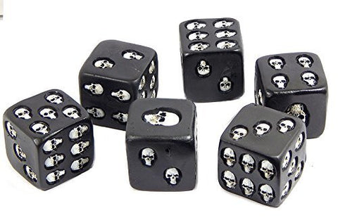 Bellaa Decorative Black Skull Dice Set of 6