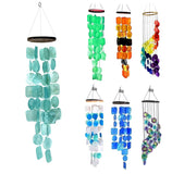 Bellaa 20744 Capiz Windchime Sea Shell Blue Tinted Exquisite Turquoise 26"
