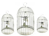 Bellaa 23622 Antique White Metal Bird Cage Set of 3