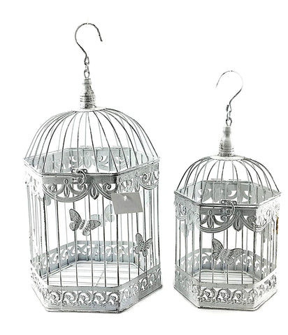 Bellaa 23585 Metal Square Bird Cage Set of 2