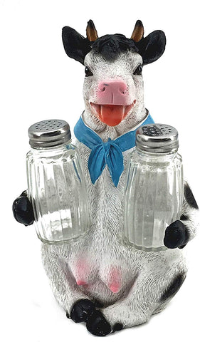 Bellaa 20102 Cow Salt and Pepper Shaker Set Country Farm Animal 8.5" Tall Wholesale Liquidation 12 Pcs. Case