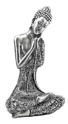 Bellaa 24377 Buddha Statues Sitting Meditation Dhyana Mudra 8" Tall Wholesale Liquidation 8 Pcs. Case