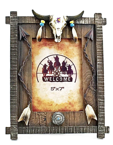 Bellaa 24292 Antler Photo Frame Native American Deer Skull Arrow Wholesale Liquidation 8 Pcs. Case