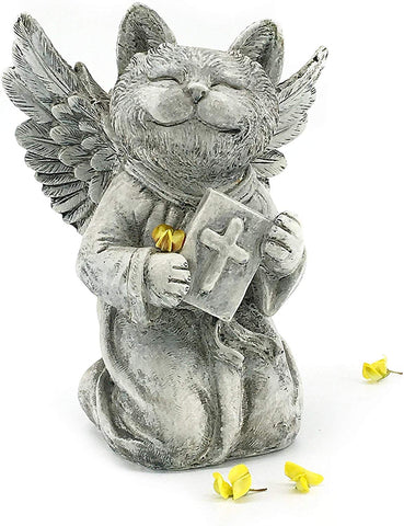 Bellaa 22816 Cat Statue Garden Marker Memorial Angel Pet Wholesale Liquidation 6 Pcs. Case