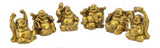 Bellaa 24245 Golden Laughing Buddha Statues Lucky Jolly Hotei Set of 6