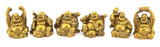 Bellaa 24245 Golden Laughing Buddha Statues Lucky Jolly Hotei Set of 6