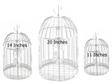 Bellaa 23622 Antique White Metal Bird Cage Set of 3