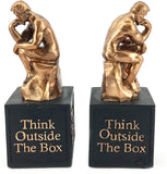 Bellaa 24674 Rodin's Thinker Bookends Set of 2 Think Outside The Box Bronze Set Innovative Idea Library Book Shelves Decor