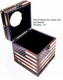 Bellaa 28298 American Flag Square Tissue Box Cover Vintage Patriotic Napkin Holder Paper Dispenser