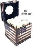 Bellaa 28298 American Flag Square Tissue Box Cover Vintage Patriotic Napkin Holder Paper Dispenser