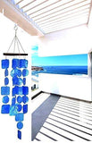 Bellaa 27918 Outdoor Patio Garden Wind Chimes Gifts for Mom Best Friends Grandma Teacher Mother in Law Soothing Tone Handmade Capiz Sea Shell Chimes Beach Balcony Blue 27 Inch