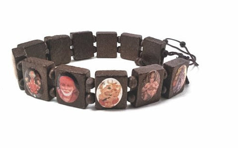 Bracelet Holy Guards wood and medals