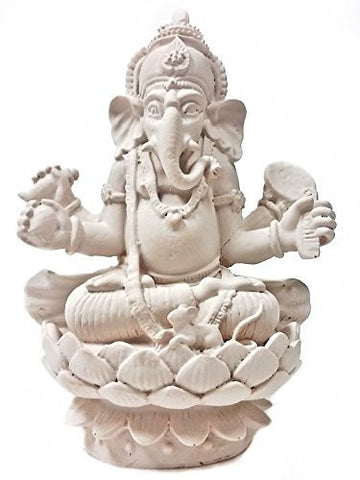 White Blessing Statue of Tibet Ganesh Ganpati Elephant Hindu God Ganesha 4.5"