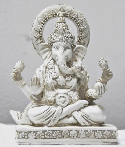 Bellaa Rare Lord Ganesh Ganesha Beautiful Statues Hindu Good Luck God 5 inch  White Statues