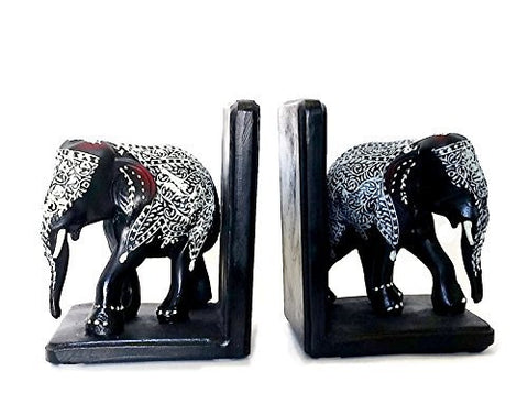 Bellaa Bookends Decorative Black Elephants Big Size