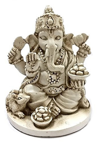 Rare Lord Ganesh Ganesha Beautiful Statues Hindu Good Luck God - White Statues 2.5"