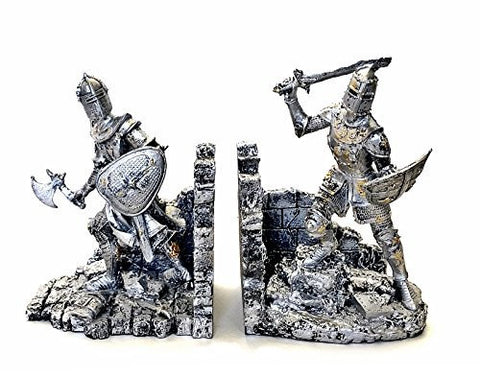 Bellaa Decorative Bookends Arthurian Knight Book End in Two-tone Metallic