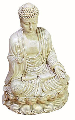 Beautiful Blessing Buddha Antique White Polystone