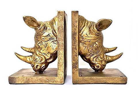 Bellaa Decorative Bookends the Cool Rhino Book Ends Pair- POWER BOOKENDS