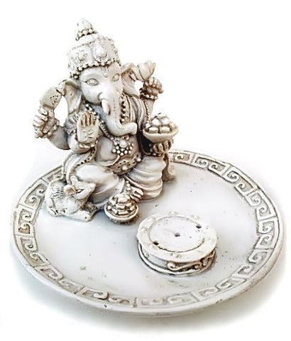 White Beautiful Lord Ganesh Incense Sticks Holder - Ganesha, Laxmi, Shiva, Durga, Kali