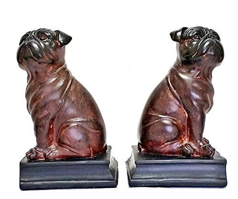 Bellaa Decorative Bookends Bulldog Mascot Bookend in Antique Finished 8"