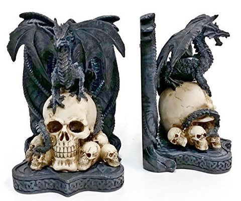 Bellaa Decorative Bookends Dragon Skull Decor - Big Heavy
