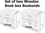 Bellaa 27932 Decorative Bookends Book Shelf Holder Stoppers Hidden Secret Storage Box Set 2 Wood 8 inch