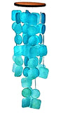 Bellaa 20744 Capiz Windchime Sea Shell Blue Tinted Exquisite Turquoise 26"
