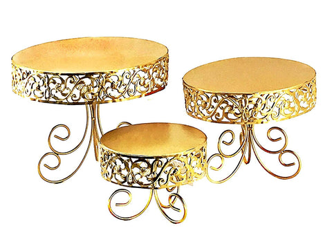 Bellaa 27307 Metal Cake Stand 12" 10" 7" inch Set of 3 Gold