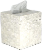 Bellaa 24575 Square Tissue Box Cover Capiz Pearl Sea Shell White