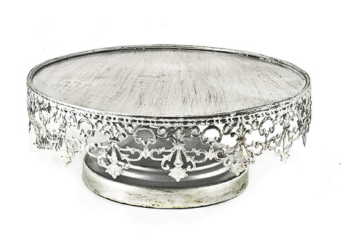 Metal Cake Stand Delicate Silver 10 Inch Vintage Design