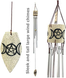 Bellaa 24612 Bamboo Wind Chimes Triple Goddess Celtic Triple Moon Pentacle Goddess Maiden Mother Crone Garden Gifts  37 Inch