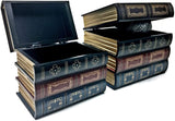 Bellaa 25419 Decorative Bookends Book Shelf Holder Stoppers Hidden Secret Storage Box Set 2 Wood 8 inch