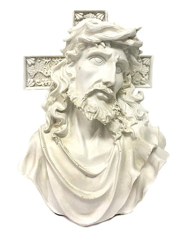 Bellaa 22670 Jesus Cross Statue Bust Tabletop Sculpture 7" Wholesale Liquidation 12 Pcs. Case