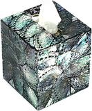 Bellaa 24582 Square Tissue Box Cover Refillable Facial Napkin Holder Black Capiz Pearl Sea Shell