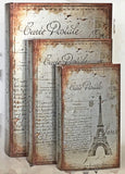 Bellaa 28069 Decorative Book Box Paris Eiffel Tower Set of 3