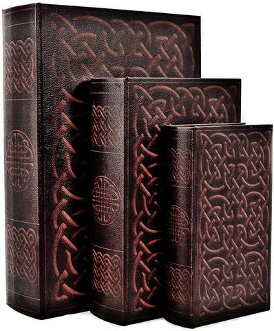 Bellaa 28175 Irish Celtic Knot Book Box Hidden Secret Storage Set of 3