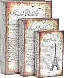 Bellaa 28069 Decorative Book Box Paris Eiffel Tower Set of 3