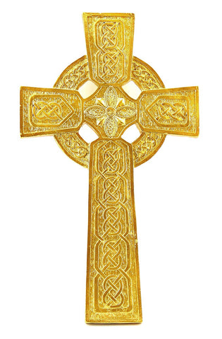 Bellaa 27321 Gold Celtic Wall Cross Trinity Knot Irish 12" Wholesale Liquidation 14 Pcs. Case