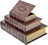 Bellaa 28199 Book Box Secret Storage Stash Designed Wood Flux Leather