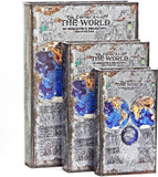Bellaa 25952 Decorative Book Box World Map Book Set of 3 Old World Antique Invisible Magnetic