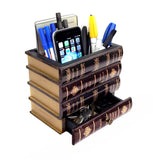Bellaa 20478 Pen Pencil Holder Decorative Book Box Wooden Desk Organizer Drawer